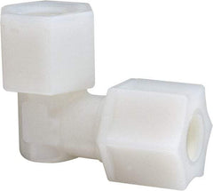 Made in USA - 3/8" Tube OD, Nylon Plastic Compression Tube Female Elbow - 3/8 NPT Pipe, 220°F Max, Plastic Grip - Americas Industrial Supply