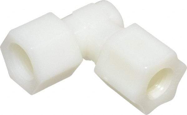 Made in USA - 1/2" Tube OD, Nylon Plastic Compression Tube Female Elbow - 3/8 NPT Pipe, 220°F Max, Plastic Grip - Americas Industrial Supply