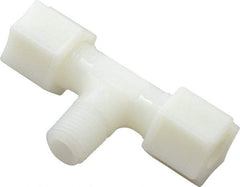 Made in USA - 3/8" Tube OD, Nylon Plastic Compression Tube Male Branch Tee - 1/4 NPT Pipe, 220°F Max, Plastic Grip - Americas Industrial Supply