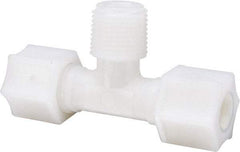 Made in USA - 3/8" Tube OD, Nylon Plastic Compression Tube Male Branch Tee - 3/8 NPT Pipe, 220°F Max, Plastic Grip - Americas Industrial Supply