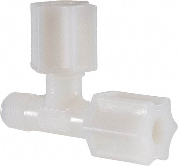 Made in USA - 1/4" Tube OD, Nylon Plastic Compression Tube Male Run Tee - 1/8 NPT Pipe, 220°F Max, Plastic Grip - Americas Industrial Supply