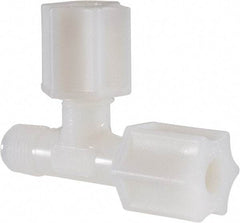 Made in USA - 1/4" Tube OD, Nylon Plastic Compression Tube Male Run Tee - 1/8 NPT Pipe, 220°F Max, Plastic Grip - Americas Industrial Supply