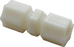 Made in USA - 1/2" Tube OD, Nylon Plastic Compression Tube Union - 220°F Max, Plastic Grip - Americas Industrial Supply