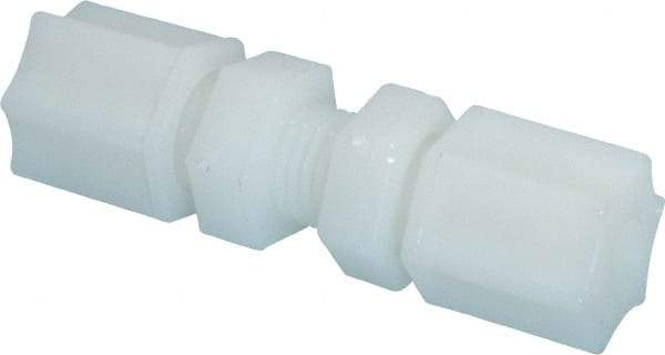 Made in USA - 1/4" Tube OD, Nylon Plastic Compression Tube Bulkhead Union - 220°F Max, Plastic Grip - Americas Industrial Supply