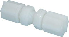 Made in USA - 1/4" Tube OD, Nylon Plastic Compression Tube Bulkhead Union - 220°F Max, Plastic Grip - Americas Industrial Supply