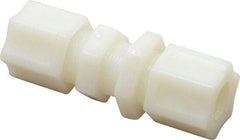 Made in USA - 1/2" Tube OD, Nylon Plastic Compression Tube Bulkhead Union - 220°F Max, Plastic Grip - Americas Industrial Supply
