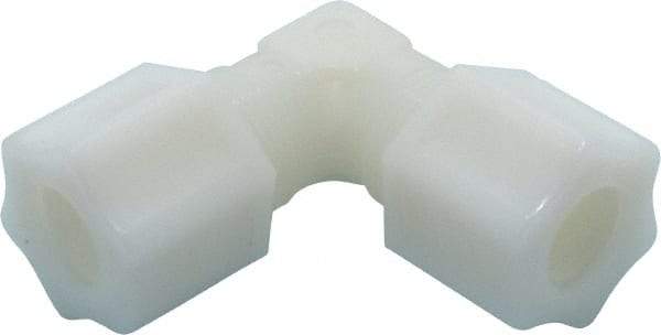 Made in USA - 1/2" Tube OD, Nylon Plastic Compression Tube Union Elbow - 220°F Max, Plastic Grip - Americas Industrial Supply