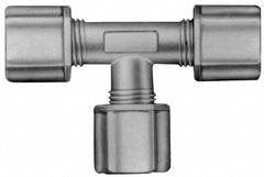 Made in USA - 3/8" Tube OD, Kynar Plastic Compression Tube Union Tee - 275°F Max, Plastic Grip - Americas Industrial Supply