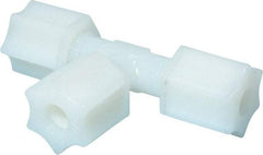Made in USA - 1/4" Tube OD, Nylon Plastic Compression Tube Union Tee - 220°F Max, Plastic Grip - Americas Industrial Supply