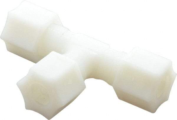 Made in USA - 3/8" Tube OD, Nylon Plastic Compression Tube Union Tee - 220°F Max, Plastic Grip - Americas Industrial Supply