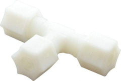 Made in USA - 3/8" Tube OD, Nylon Plastic Compression Tube Union Tee - 220°F Max, Plastic Grip - Americas Industrial Supply