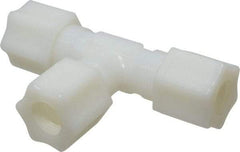 Made in USA - 1/2" Tube OD, Nylon Plastic Compression Tube Union Tee - 220°F Max, Plastic Grip - Americas Industrial Supply