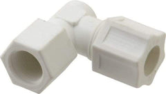 Made in USA - 1/2" Tube OD, Polypropylene Plastic Compression Tube Female Elbow - 3/8 NPT Pipe, 215°F Max, Plastic Grip - Americas Industrial Supply