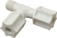 Made in USA - 1/4" Tube OD, Polypropylene Plastic Compression Tube Male Run Tee - 1/8 NPT Pipe, 215°F Max, Plastic Grip - Americas Industrial Supply