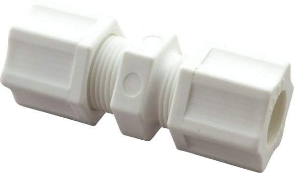 Made in USA - 1/2" Tube OD, Polypropylene Plastic Compression Tube Union - 215°F Max, Plastic Grip - Americas Industrial Supply