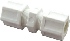 Made in USA - 1/2" Tube OD, Polypropylene Plastic Compression Tube Union - 215°F Max, Plastic Grip - Americas Industrial Supply