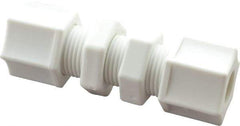 Made in USA - 3/8" Tube OD, Polypropylene Plastic Compression Tube Bulkhead Union - 215°F Max, Plastic Grip - Americas Industrial Supply