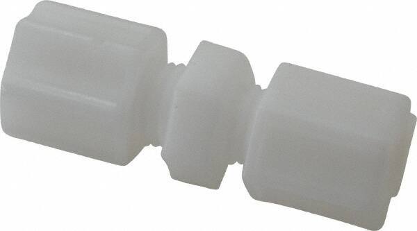 Made in USA - 1/4" Tube OD, Acetal/Celcon Plastic Compression Tube Union - 220°F Max, Plastic Grip - Americas Industrial Supply