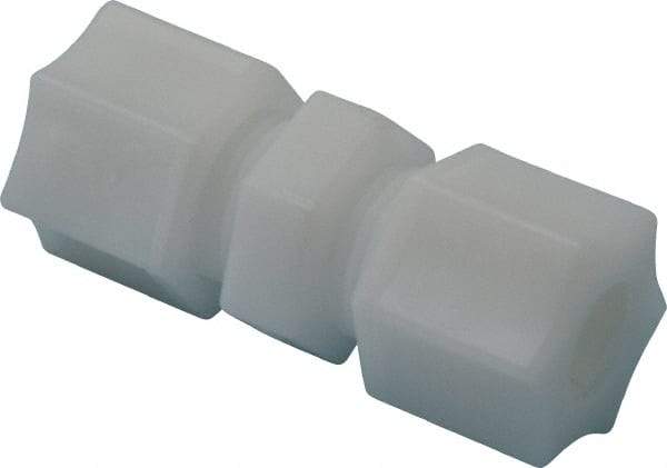 Made in USA - 3/8" Tube OD, Acetal/Celcon Plastic Compression Tube Union - 220°F Max, Plastic Grip - Americas Industrial Supply