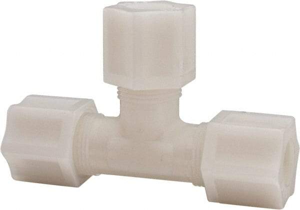 Made in USA - 1/2" Tube OD, Acetal/Celcon Plastic Compression Tube Union Tee - 220°F Max, Plastic Grip - Americas Industrial Supply