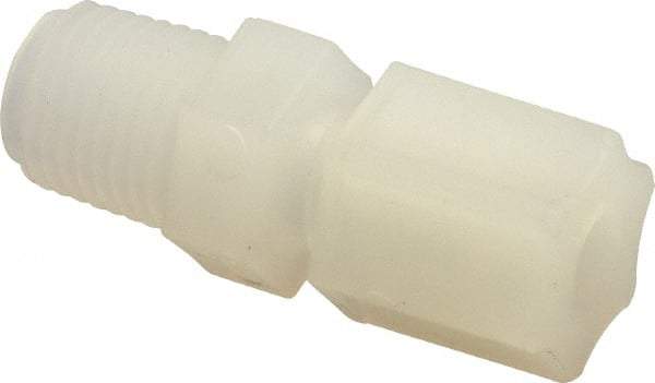 Made in USA - 1/4" Tube OD, Kynar Plastic Compression Tube Male Connector - 1/4 NPT Pipe, 275°F Max, Plastic Grip - Americas Industrial Supply