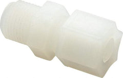 Made in USA - 3/8" Tube OD, Kynar Plastic Compression Tube Male Connector - 3/8 NPT Pipe, 275°F Max, Plastic Grip - Americas Industrial Supply