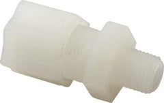 Made in USA - 1/2" Tube OD, Kynar Plastic Compression Tube Male Connector - 1/4 NPT Pipe, 275°F Max, Plastic Grip - Americas Industrial Supply