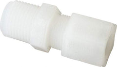 Made in USA - 1/2" Tube OD, Kynar Plastic Compression Tube Male Connector - 1/2 NPT Pipe, 275°F Max, Plastic Grip - Americas Industrial Supply