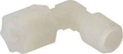 Made in USA - 1/4" Tube OD, Kynar Plastic Compression Tube Male Elbow - 1/4 NPT Pipe, 275°F Max, Plastic Grip - Americas Industrial Supply