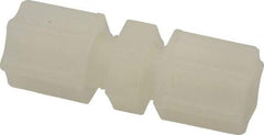 Made in USA - 1/4" Tube OD, Kynar Plastic Compression Tube Union - 275°F Max, Plastic Grip - Americas Industrial Supply