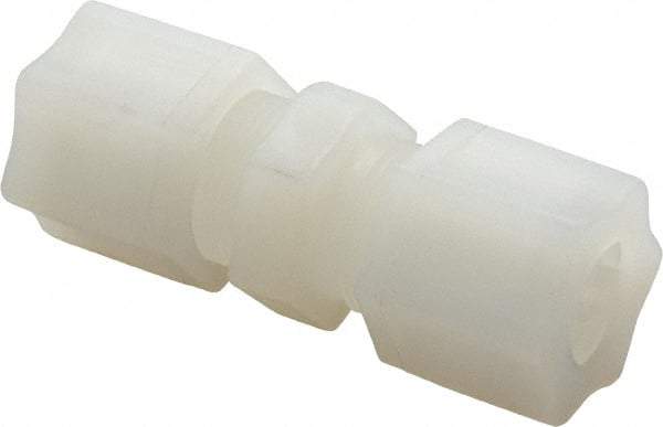 Made in USA - 1/2" Tube OD, Kynar Plastic Compression Tube Union - 275°F Max, Plastic Grip - Americas Industrial Supply