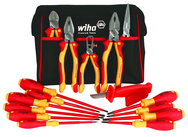 13 Piece - Insulated Tool Set with Pliers; Cutters; Xeno; Square; Slotted & Phillips Screwdrivers in Tool Box - Americas Industrial Supply