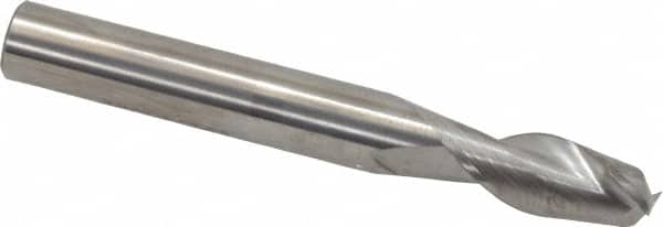 SGS - 5/16", 13/16" LOC, 5/16" Shank Diam, 2-1/2" OAL, 2 Flute, Solid Carbide Square End Mill - Single End, Uncoated, Spiral Flute, 35° Helix, Centercutting, Right Hand Cut, Right Hand Flute, Series 47 - Americas Industrial Supply