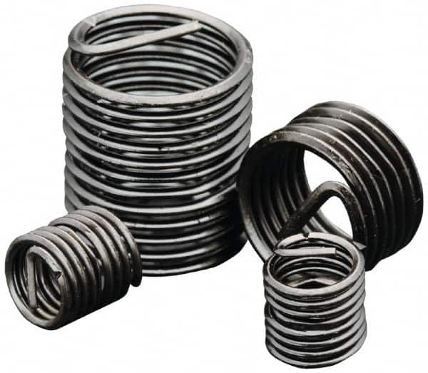 Heli-Coil - Single Insert, #10-24 UNC, 1D, Stainless Steel Screw Locking Insert - 2-7/8 Free Coils, 0.19 Inch Overall Length, 0.244 to 0.259 Inch Outside Diameter, with Tang, Primer Free Coating, 304 Material Grade - Exact Industrial Supply