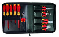 10 Piece - Insulated Pliers; Cutters; Wire Stripper; Slotted & Phillips Screwdrivers in Zipper Case - Americas Industrial Supply
