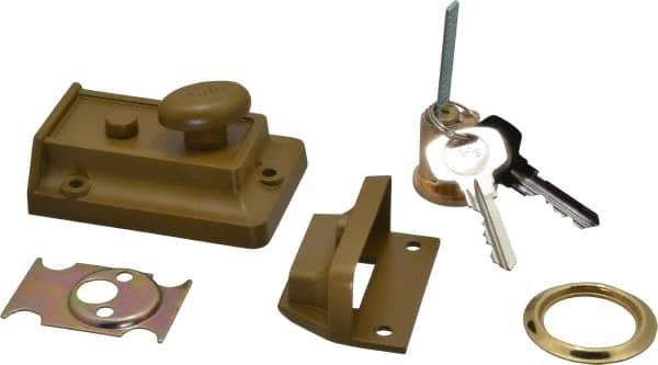 Yale - 1-1/8 to 2-1/4" Door Thickness, US3/Bright Brass Finish, Latch Deadbolt - Rim Cylinder - Americas Industrial Supply