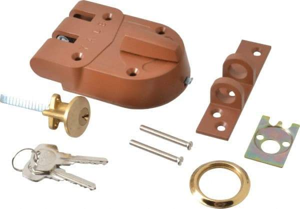 Yale - 1-1/8 to 2-1/4" Door Thickness, Brass Lacquer Finish, Jimmy Proof Rim Deadbolt - Rim Cylinder - Americas Industrial Supply