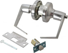 Yale - Grade 2 Privacy Lever Lockset - 2-3/4" Back Set, 6 Pin Para Keyway Cylinder, US26D/Satin Chrome Plated Finish - Americas Industrial Supply