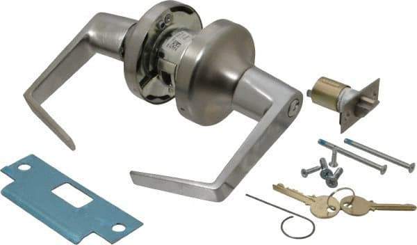 Yale - Grade 2 Storeroom Lever Lockset - 2-3/4" Back Set, 6 Pin Para Keyway Cylinder, US26D/Satin Chrome Plated Finish - Americas Industrial Supply