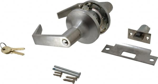 Yale - Grade 1 Entrance Lever Lockset - 2-3/4" Back Set, 6 Pin Para Keyway Cylinder, US26D/Satin Chrome Plated Finish - Americas Industrial Supply