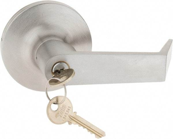 Yale - Fire Rated, Entry Lever Lock with 3-1/2" Rose - Chrome (26D) Finish, Grade 1 - Americas Industrial Supply