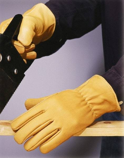 PIP - Size M (8) Grain Goatskin General Protection Work Gloves - For Work & Driver, Uncoated, Slip-On Cuff, Full Fingered, Tan, Paired - Americas Industrial Supply