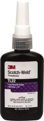 3M - 50 mL Bottle, Purple, Low Strength Liquid Threadlocker - Series TL22, 24 hr Full Cure Time, Hand Tool Removal - Americas Industrial Supply