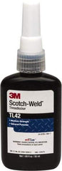 3M - 50 mL Bottle, Blue, Medium Strength Liquid Threadlocker - Series TL42, 24 hr Full Cure Time, Hand Tool Removal - Americas Industrial Supply