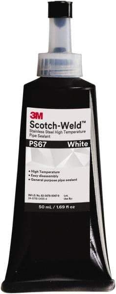 3M - 50 mL Tube White Pipe Sealant - Dimethacrylate, 400°F Max Working Temp, For Seal Hydraulic & Pneumatic Pipes & Fittings - Americas Industrial Supply