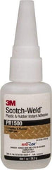 3M - 1 oz Bottle Clear Instant Adhesive - Series PR1500, 20 to 100 sec Working Time, 24 hr Full Cure Time, Bonds to Cardboard, Ceramic, Fabric, Fiberglass, Foam, Glass, Leather, Metal, Paper, Plastic, Rubber, Vinyl & Wood - Americas Industrial Supply