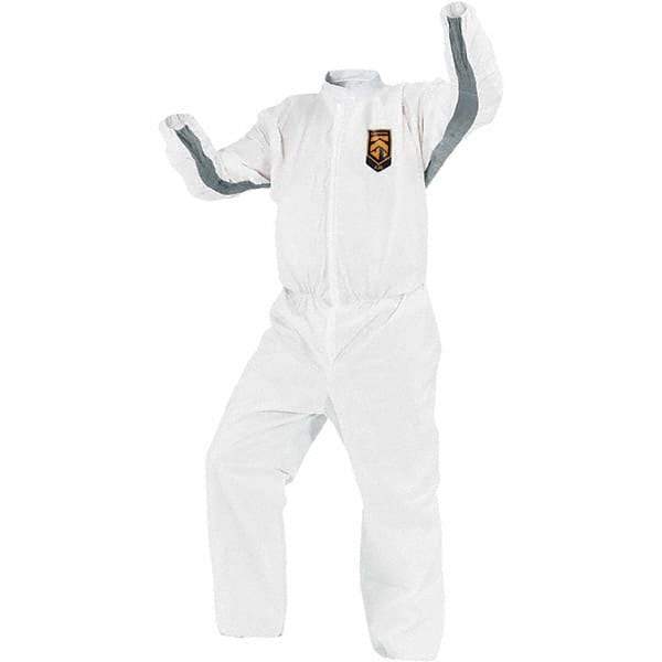 KleenGuard - Size 4XL SMS General Purpose Coveralls - White, Zipper Closure, Elastic Cuffs, with Boots, Serged Seams - Americas Industrial Supply