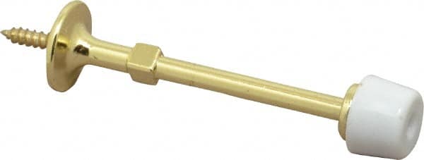 Stanley - 2-15/16" Projection Solid Door Stop - Wall Mount, Bright Brass Finish - Americas Industrial Supply