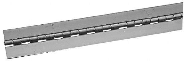 Made in USA - 72" Long x 2" Wide, 1/2" Knuckle, Steel Continuous Hinge - 1/8" Pin Diam, 0.05" Thick without Holes - Americas Industrial Supply