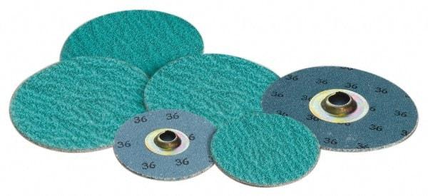 Standard Abrasives - 1" Disc Diam, 36 Grit, Zirconia Alumina Quick Change Disc - Type S Attaching System, Coated, Green, Very Coarse Grade - Americas Industrial Supply